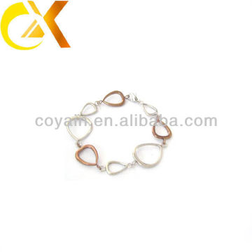 stainless steel jewelry heart link rose gold plating bracelet for girl